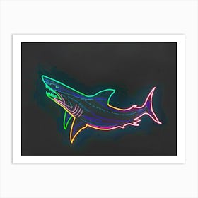 Neon Sign Inspired Shark 4 Art Print