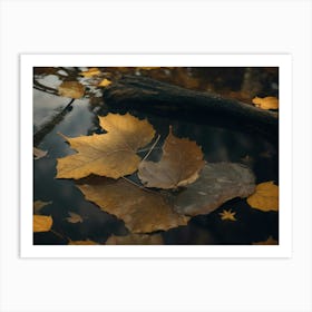 Leaves Floating In Puddles Art Print