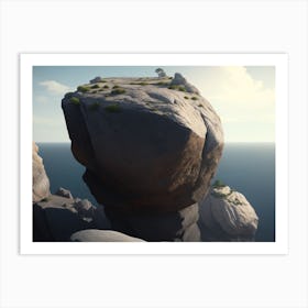 Solitary Rock Formation Perched Atop A Cliff Art Print