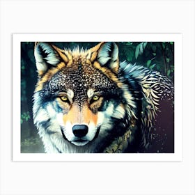 Wolf In The Woods 28 Art Print