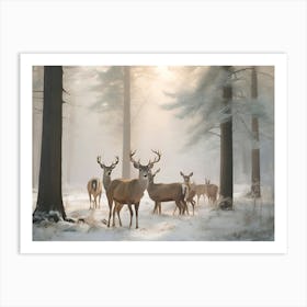 Deer In The Woods Paintings Art Print 2 Art Print