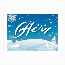 Calligraphic Text That Reads Greeting Decorated With Elements Of Celebration Such As Snowflakes An (3) Art Print