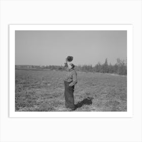 Man In Charge Of The Threshing Waving To Crew In The Field To Bring In Another Load,Near Littlefork, Minnesota By Russell Art Print