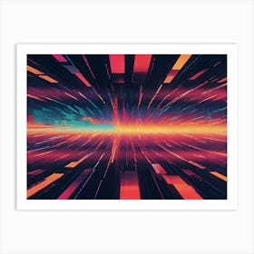 Abstract Image Of A Futuristic Tunnel With Glowing Lines And Shapes Art Print