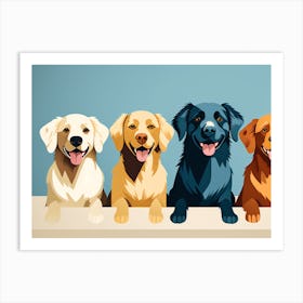 Retriever Dogs, colorful dog illustration, dog portrait, animal illustration, digital art, pet art, dog artwork, dog drawing, dog painting, dog wallpaper, dog background, dog lover gift, dog décor, dog poster, dog print, pet, dog, vector art, dog art, dogs Art Print