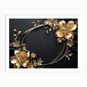 Gold Floral Frame 5 Art Print