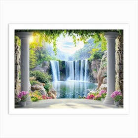 Photo With A View Of The Waterfall Art Print