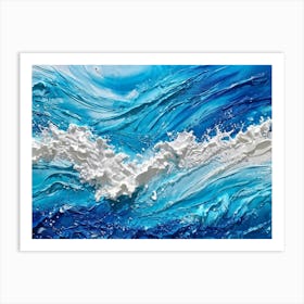 Abstract Turbulent Ocean Surface Turquoise And Blue Hues Dominating Intermingled With White Foam A (4) Art Print