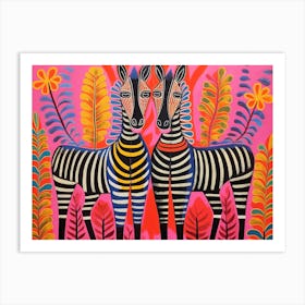 Zebra 1 Folk Style Animal Illustration Art Print