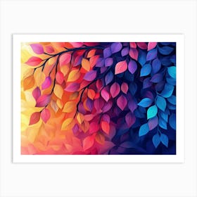 Bright Colorful Tree With Vibrant Leaves Hanging Branches Art Print