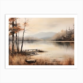 A Painting Of A Lake In Autumn 12 Art Print