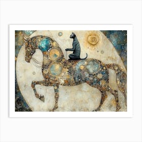 Siamese Cat Riding a Chrome Horse # 3 Art Print