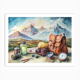 Backpacking In The Mountains Art Print