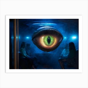 Alien Head With A Pupil For An Eye Stares Directly At The Viewer From The Interior Of A Ufo Sci Fi Art Print