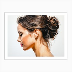 Side Profile Of Beautiful Woman Oil Painting 59 Art Print