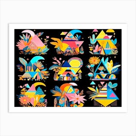 Set Of Colorful Geometric Shapes Art Print