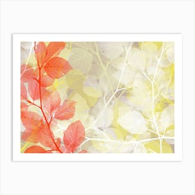 Leaves Background Autumn Art Nature Digital Multicolored Art Print