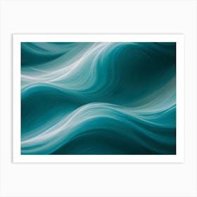 Abstract Pattern Of Flowing, Wavy Lines In Shades Of Teal And White, Creating A Smooth, Dynamic, And Organic Effect Art Print