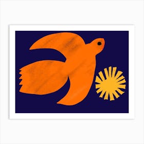Orange Flying Bird Art Print