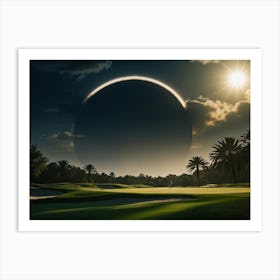 Eclipse Over Golf Course Art Print