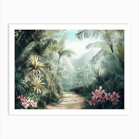 Jungle Path, Tropical Forest landscape Art Print