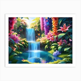 Waterfall In The Jungle 10 Art Print