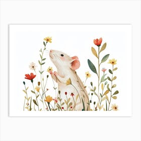 Little Floral Rat 1 Art Print