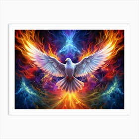 Holy Spirit Dove In Flames Art Print