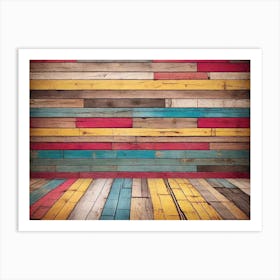 Colorful wood plank texture background 8 Art Print