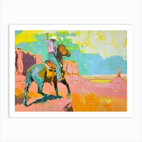 Neon Cowboy In Monument Valley Arizona 3 Painting Art Print