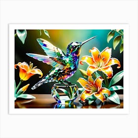 Bird Lilies Art Print