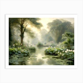 Misty Morning At The Botanical Garden Art Print