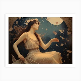 Art Print of a Girl in Art Nouveau Design Art Print