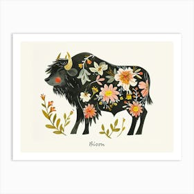 Little Floral Bison 2 Poster Art Print