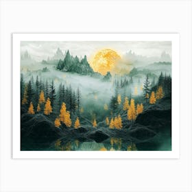 Moonlight In The Mountains 6 Art Print