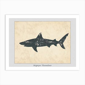 Bigeye Thresher Shark Grey Silhouette 5 Poster Art Print