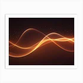 Abstract Image Of A Glowing, Golden Wave On A Black Background With Sparkling Particles Art Print