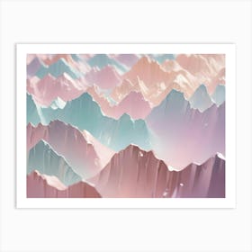 Abstract Image Of Colorful Mountains In Shades Of Pink, Blue, And White Art Print