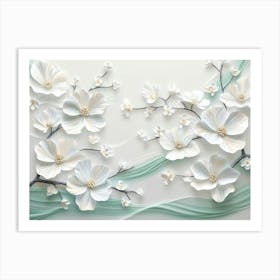 White Art Background Elevate Your Space with Stunning 3d Flower Art Print