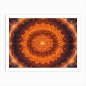 A Vibrant And Intricate Mandala With Orange And Blue Colors, Creating A Spiritual And Mystical Design Against A Starry Background Art Print