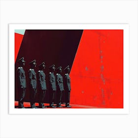 Men In Black Uniform on Red Art Print