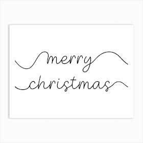 Merry Christmas Script Black and White 1 Art Print