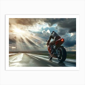 Rider On Red Bike (22) Art Print