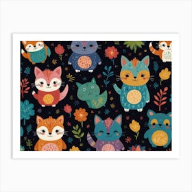 Cute Foxes 1 Art Print