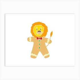 Gingerbread Lion, Fun Circus Animal, Cake, Biscuit, Sweet Treat Print, Landscape Art Print