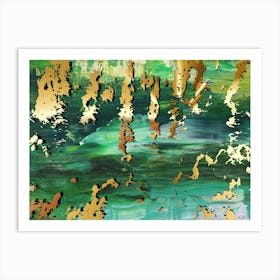 Gold Green Abstract Landscape Art Print Art Print