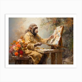 Monkey Artist Painting Art Print