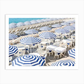 Blue White Umbrella Stripes Art Print