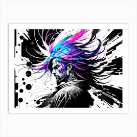 Man With Colorful Hair 1 Art Print