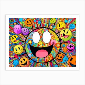 Psychedelic Smiley Faces Art Print